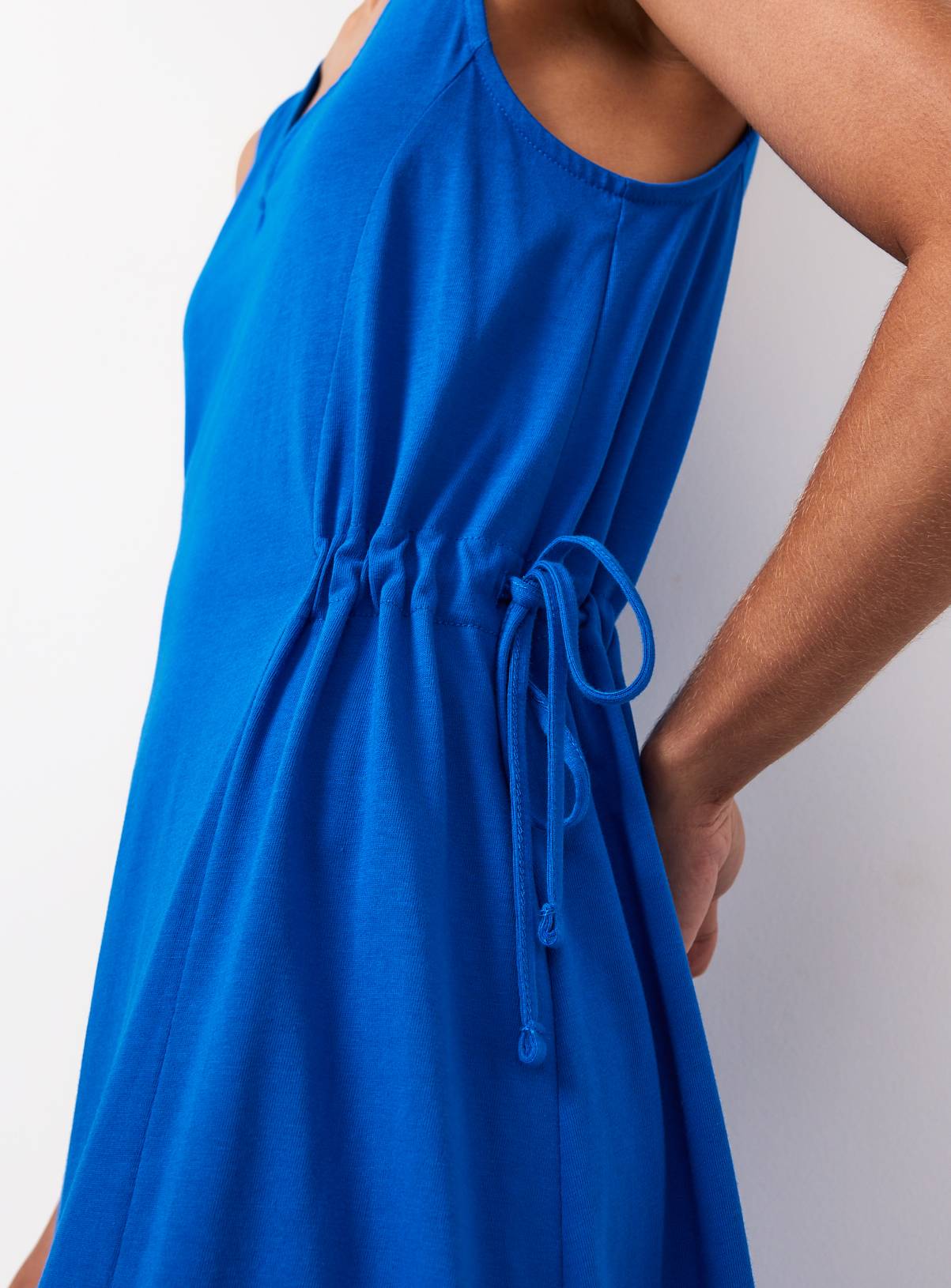 Bright Blue Jersey Tie Side Midaxi Dress 6 - Image 3